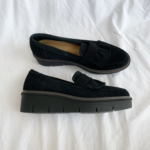 Clarks Loafers Airabel chunky heel size 7.5 US black suede upper woman’s - Picture 15 of 16